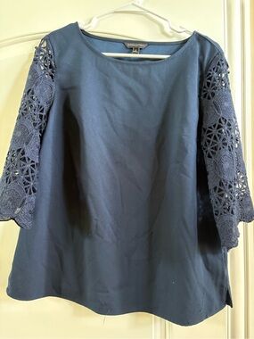 Banana Republic Navy Crochet-Sleeve Women's Top